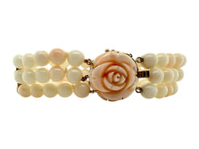 Vintage Rose Gold Triple Strand Angel Skin Coral Bracelet