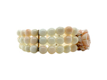 Vintage Rose Gold Triple Strand Angel Skin Coral Bracelet