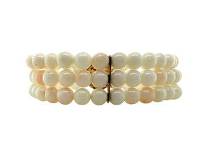 Vintage Rose Gold Triple Strand Angel Skin Coral Bracelet