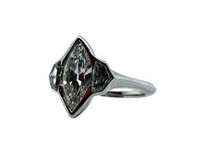 Custom Platinum Marquise Diamond Engagement Ring GIA