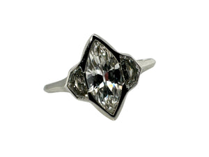 Custom Platinum Marquise Diamond Engagement Ring GIA