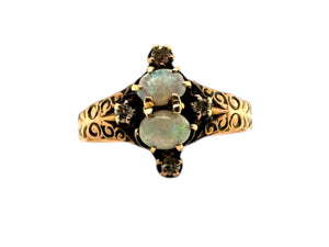 Vintage Rose Gold Opal & Diamond Petite Ring