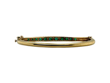 Vintage Emerald & Diamond Bangle Bracelet 14K Yellow Gold