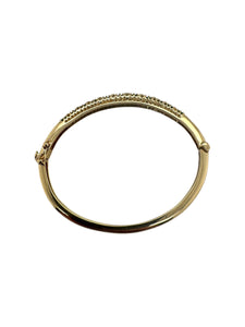 Vintage Emerald & Diamond Bangle Bracelet 14K Yellow Gold