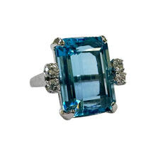 Vintage 17.5 Carat Santa Maria Aquamarine & Diamond Cocktail Ring