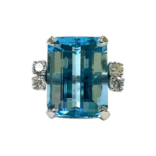 Vintage 17.5 Carat Santa Maria Aquamarine & Diamond Cocktail Ring