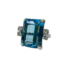 Vintage 17.5 Carat Santa Maria Aquamarine & Diamond Cocktail Ring