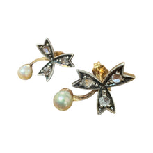Vintage Georgian Era Clover Rose Cut Diamond & Pearl Earrings