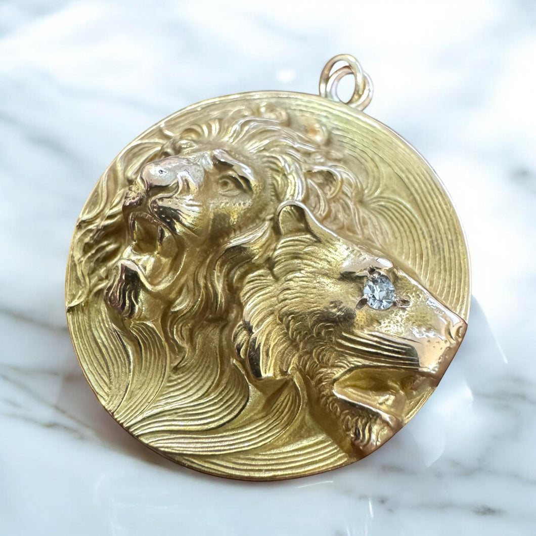 Vintage Lion Head Necklace Pendant
