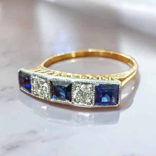 Vintage Diamond & Sapphire Band Style Ring
