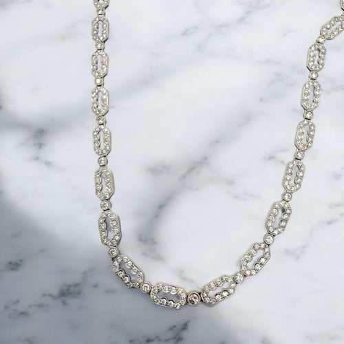 5 Carat Diamond Tennis Necklace 18K White Gold
