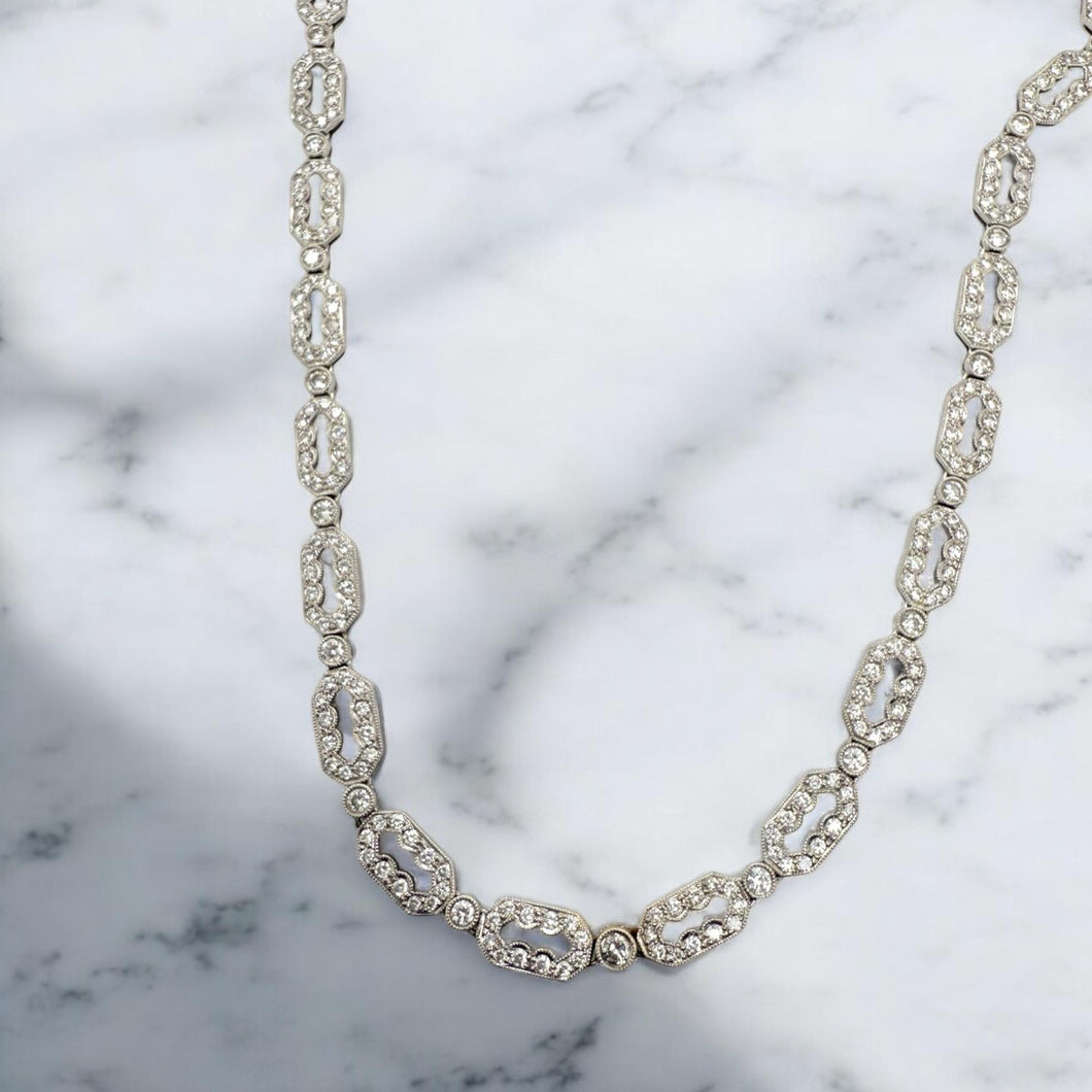 5 Carat Diamond Tennis Necklace 18K White Gold