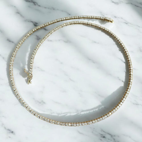 Clastic 4.5CTW Diamond Tennis Necklace 14K Yellow Gold