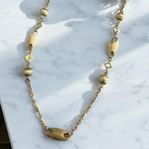 Unique Brushed Finished 26.5 Inch Gold Necklace