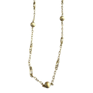 Unique Brushed Finished 32 Inch Gold Necklace