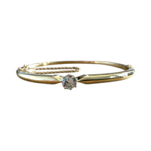 Vintage Old European Cut Diamond Yellow Gold Bangle Bracelet