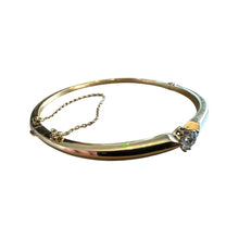 Vintage Old European Cut Diamond Yellow Gold Bangle Bracelet