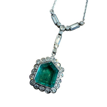 Vintage Art Deco Era Colombian Emerald & Diamond Necklace