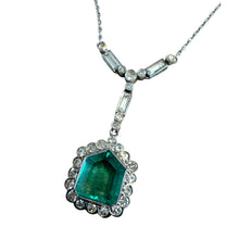 Vintage Art Deco Era Colombian Emerald & Diamond Necklace