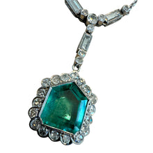 Vintage Art Deco Era Colombian Emerald & Diamond Necklace