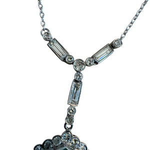 Vintage Art Deco Era Colombian Emerald & Diamond Necklace