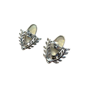 Vintage Platinum Opal & Diamond Stud Earrings