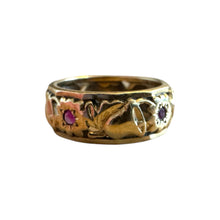 Vintage Rose Gold Ruby Eternity Band Bells & Flowers Size 5