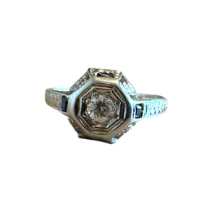 Dainty Vintage Diamond & Sapphire Ring Belias & Co