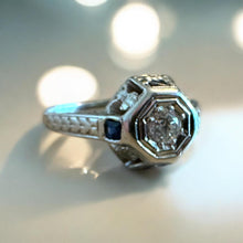 Dainty Vintage Diamond & Sapphire Ring Belias & Co