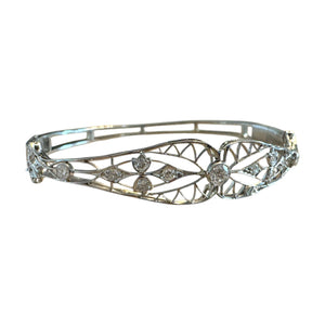 Vintage Elaborate Filigree Diamond Bangle Bracelet