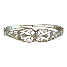 Vintage Elaborate Filigree Diamond Bangle Bracelet