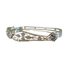 Vintage Elaborate Filigree Diamond Bangle Bracelet