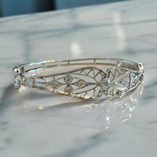Vintage Elaborate Filigree Diamond Bangle Bracelet