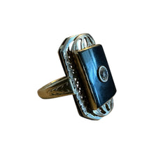 Vintage Onyx & Diamond Two Toned Gold Cocktail Ring