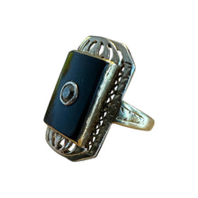 Vintage Onyx & Diamond Two Toned Gold Cocktail Ring