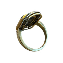 Vintage Onyx & Diamond Two Toned Gold Cocktail Ring
