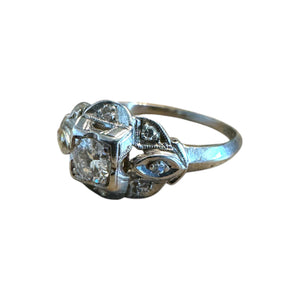 Dainty Vintage Art Deco Platinum Diamond Ring
