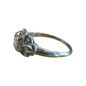 Dainty Vintage Art Deco Platinum Diamond Ring