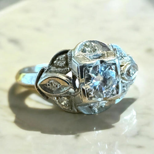 Dainty Vintage Art Deco Platinum Diamond Ring