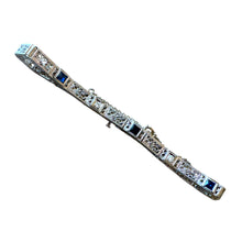 Vintage Dainty Art Deco Era Sapphire & Diamond Filigree Bracelet