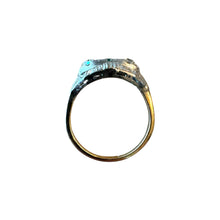 Vintage Two Toned Emerald & Diamond Three Stone Ring