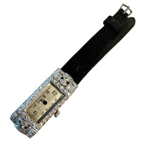 Vintage Platinum 1.5 Carat Diamond Watch On Velvet Watch Strap