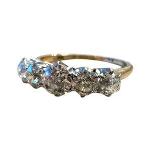 Vintage 1.2 Carat Two Toned Gold 5 Stone Diamond Band