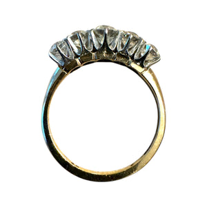 Vintage 1.2 Carat Two Toned Gold 5 Stone Diamond Band