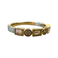 Antique Style Engraved Diamond Wedding Band 14K Yellow Gold