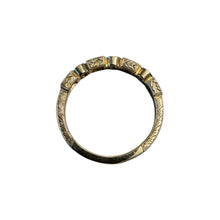 Antique Style Engraved Diamond Wedding Band 14K Yellow Gold