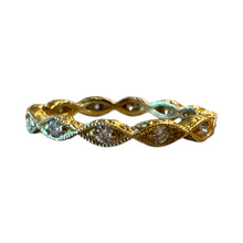 Antique Style Engraved Eternity Diamond Wedding Band 14K Yellow Gold