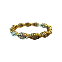 Antique Style Engraved Eternity Diamond Wedding Band 14K Yellow Gold