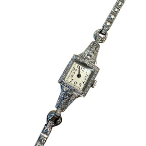 Vintage Platinum 2 Carat Old Cut Diamond Watch