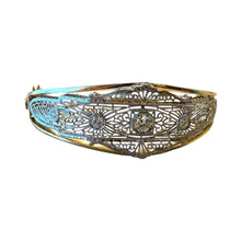 Vintage Filigree Brooch Conversion Bangle Bracelet Two Toned